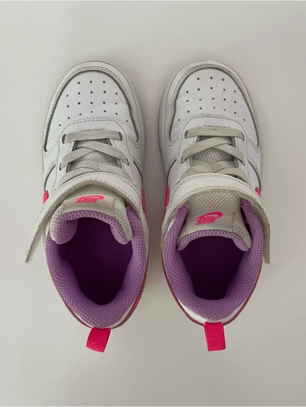 Nike Girls Court Borough Low White Pink Purple Sneakers, size 9C